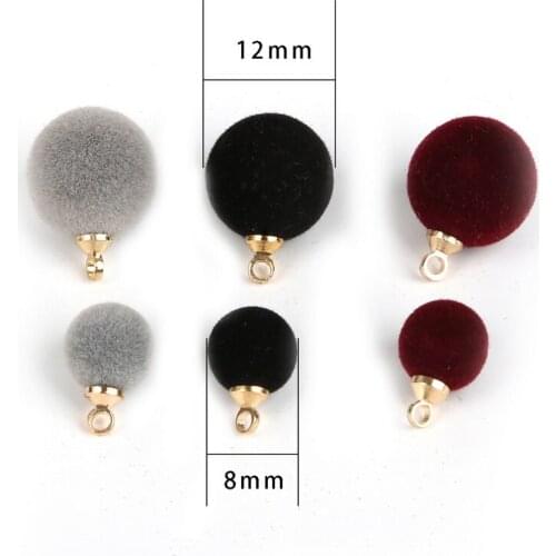 10pcs/lot Flocking Round Ball Beads Charms For Diy Jewelry Making 3 Colors (8mm/12mm) Autumn And Winter Season Color Pendant