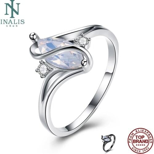 INALIS White Romantic Streamline Rings For Women With Oval Shape Opal Ring Engagement Female Fashion Jewelry Recommend Hot Sale