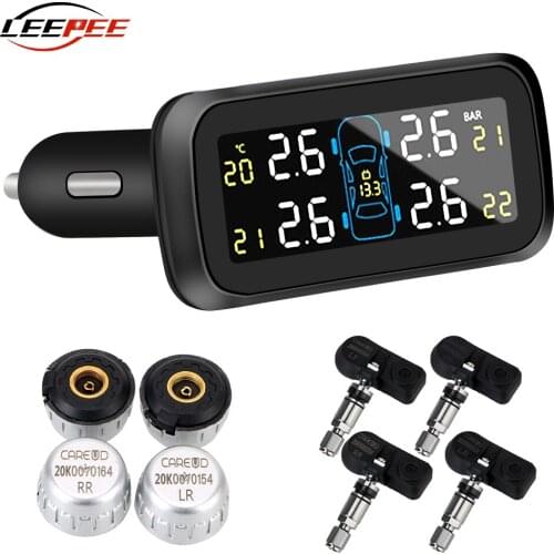 Wireless TPMS Sensors Car Tire Pressure Monitoring System Auto Tyre Diagnostic Kit Cigarette Lighter Colorful Digital Display
