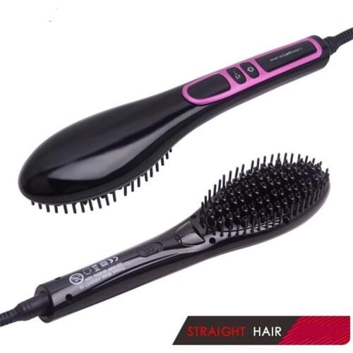 Electric Fast Heater Straightener Brush Ionic Hair Straighter Flat Iron Wand Round Hairbrush Styling Salon Straightening Comb