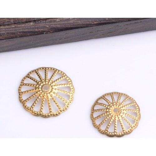 100 Pieces/Lot 13mm 15mm Copper Cap Filigree Crafts Sheet Metal DIY Accessories Connector For Jewelry Making