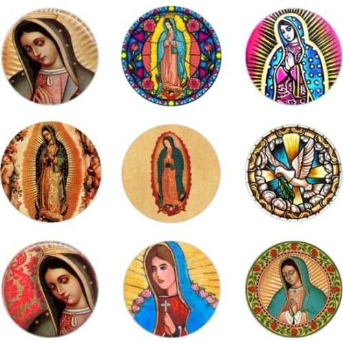 Hot sale 5pcs16mm20mm25mmOur Lady of Guadalupe Religious Catholic Handmade Photo Glass Drop Style Cabochons Jewelry Accessories