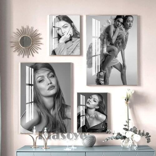 Gigi Hadid Fashion Model Art Print Poster Black White Abstract Vintage Canvas Painting Sexy Girl Wall Hanging Picture Home Decor