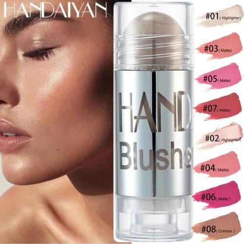 Highlighter Sticks Cheek Blusher Shimmer Blush Stick Face Makeup Highlighter Bronzer Contour Cream Long-lasting Brighten Skin