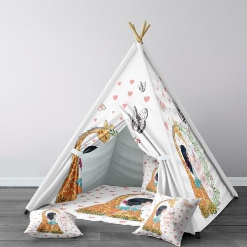 Play Tent for Kids Wigwam Portable Indoor Playground Tents Children Bedrooms Giraffe Butterfly Girl Model 163