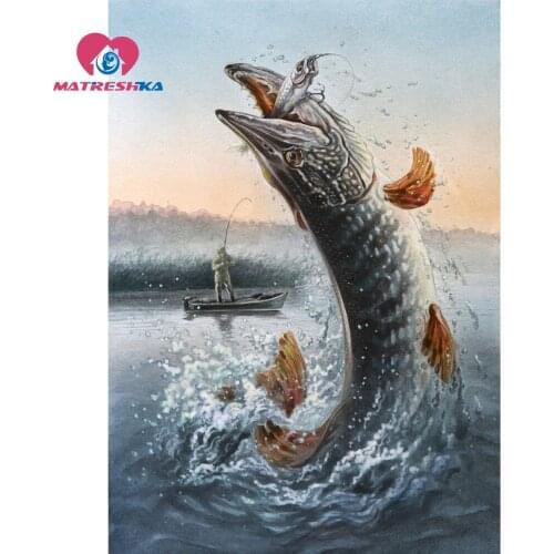 Paintings rhinestones diamonds handicrafts Diamond embroidery landscape fishing diamond painting full square rhinestones Hobby