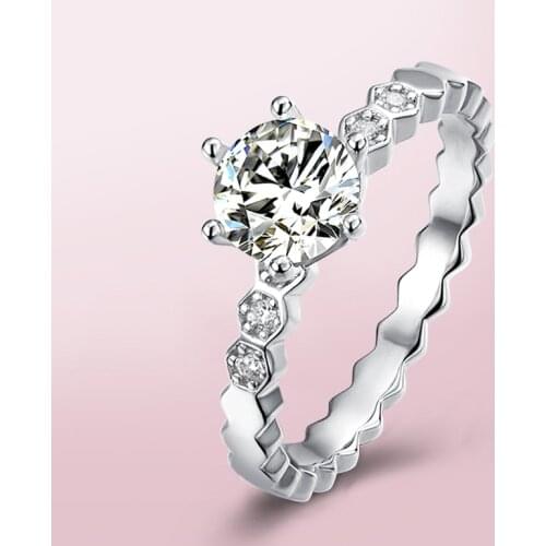 925 Silver Moissanite Ring special design setting 6 claws Engagement Anniversary ring round excellent cut