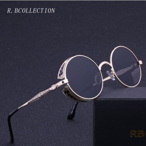 Gothic Steampunk round mens women Sunglasses Retro Anti-UV Sun Glasses for Men Women Alloy Frame Sun glasses UV400 Eyewear
