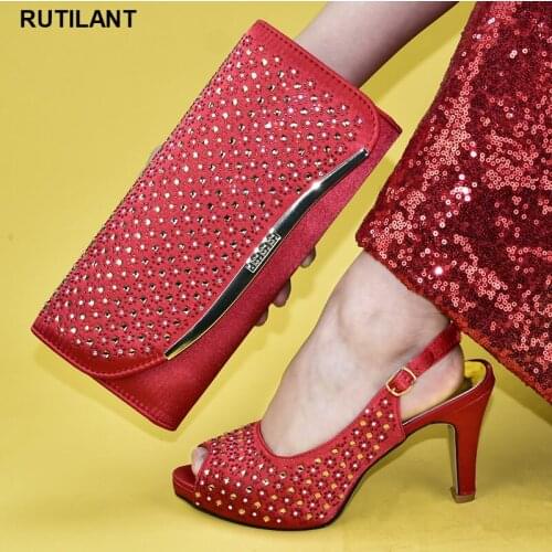Summer High Heeled Shoes for Women Italian Shoes with Matching Bags for Wedding Italy African Shoe and Bag Set for Party Italian