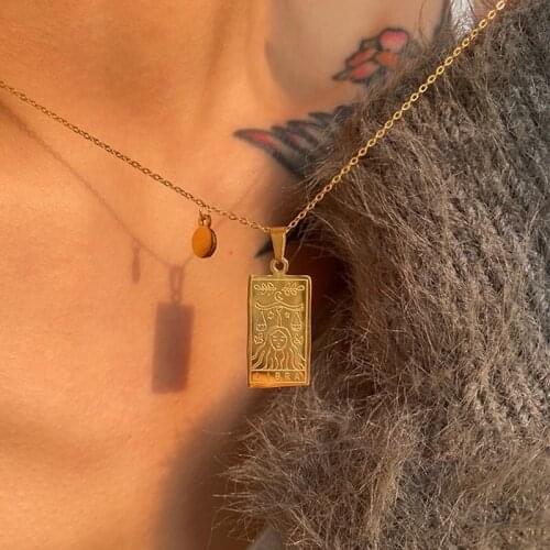 Fashion 12 Constellations Necklace Women Square Pendant Chain Choker Stainless Steel Collar Jewelry Birthday Gifts