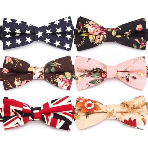 Men Bowtie Cotton Flower Fashion Bowties Groom Ties for Mens Cravat Male Butterfly Necktie Dress Shirt Gift Wedding Bow Tie