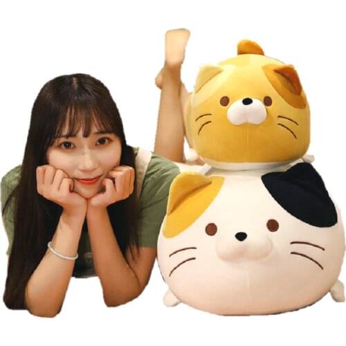 Soft Round Ball Shape Cat Plush Toy Pillow Stuffed CArtoon Animals Orange Cat Flower Cats HUg Throw Pillow Sleeping Pillow Gift