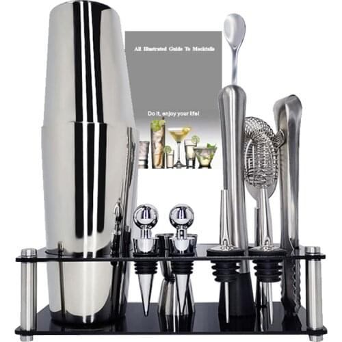 12 Pieces Bartender Kit Includes shaker Rack Pourer & Ice Tong Cocktail Shaker Premium Shaker Barware Set Free Shipping