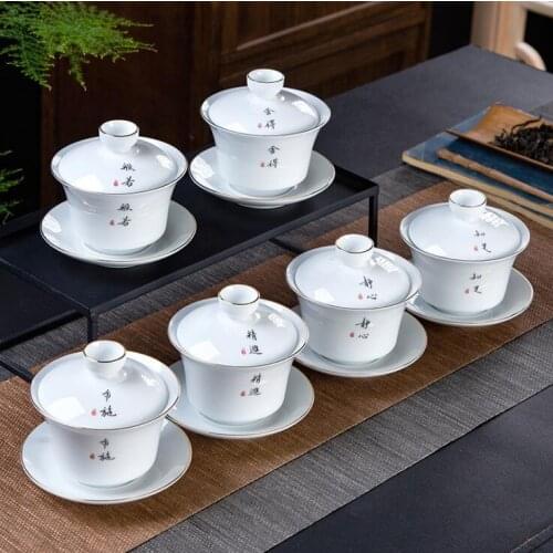 180ml Tea Set Gaiwan Ceramic Teaware Sets Porcelain Kung Fu Tea Ceremony Bowl Tea Set Supplies Decoration Accessories Crafts