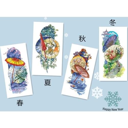 Living room paintings four seasons umbrella counted cross stitch package flower aida 22ct 25ct 18ct 14ct 11ct kit embroidery