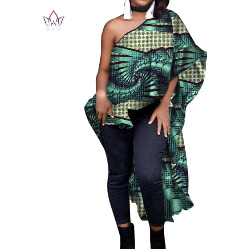 Dashiki African Dresses for Women Bazin Riche Ankara Print Shirts Dresses Top Women African Clothing Causal Party Fashion WY4766
