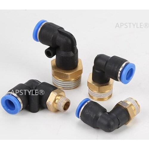 Air Pneumatic Pipe Connector 10mm 8mm 6mm 12mm OD Hose Tube 1/8" 1/4" 3/8" 1/2" BSPT Male Thread L Shape Gas Quick Joint Fitting