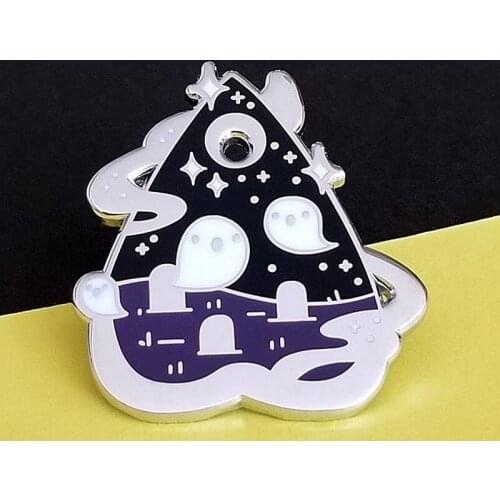 Ghost Ouija Board Cemetery Enamel Brooch Pin Backpack Hat Bag Lapel Pins Badges Women Mens Fashion Jewelry Accessories