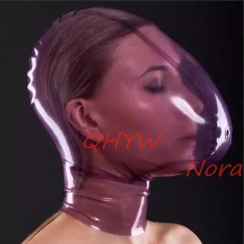 Sexy Handmade Latex Face Mask for Female Exotic Latex Full Breath Hoods Mask Cekc Lingerie Uniform