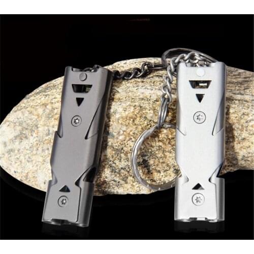 1pcs Stainless Steel Double Pipe Emergency Survival Whistle Multifunction Tools Outdoors High Decibel Portable Keychain Whistle
