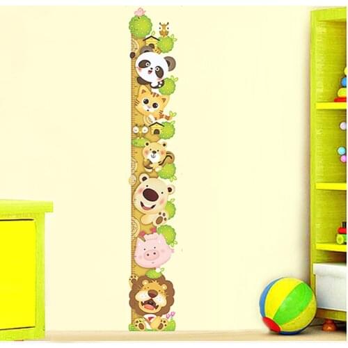 Kids Child Height Chart Measure Wall Stickers Animals Climb Tree Vinyl Wallpaper House Decorative Decals Removable