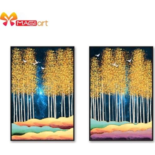 Cross stitch kits Embroidery needlework sets 11CT water soluble canvas patterns 14CT Floral style Golden Grove-NCMF262