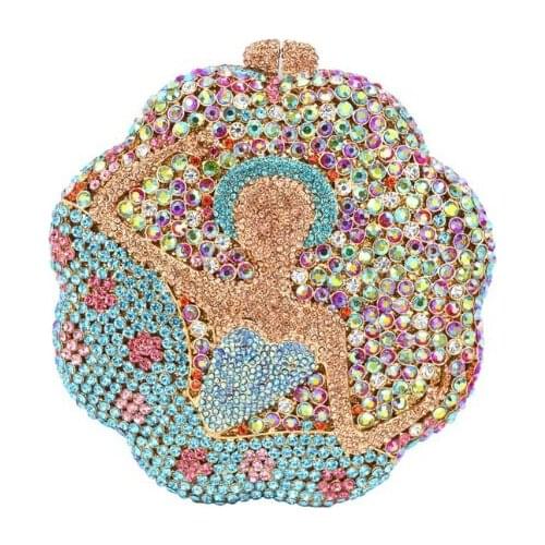XIYUAN Womens Colorful Crystal Clutch Bags Women Evening Bags Metal Wedding Party Diamond Clutch Purse Minaudiere Handbag Purse