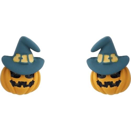 Roza Halloween Pumpkin Magic Hat Funny Temperament Cute Girl Earrings