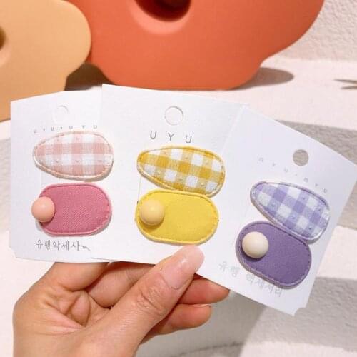 Plaid Print Hair Pins For Girls 2 Piece Hair Accessories Kids Hair Clips Children Hair Styling Tools Barrette Headdress Headwear