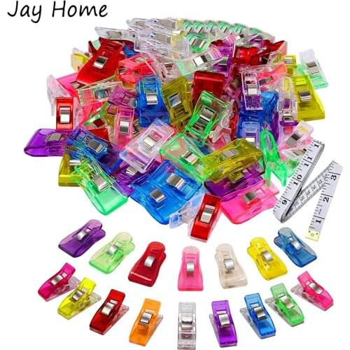 100Pcs Plastic Sewing Clips Multicolor Sewing Craft Wonder Clamps for Crafting Crochet Knitting Quilting Binding Fabric Clips