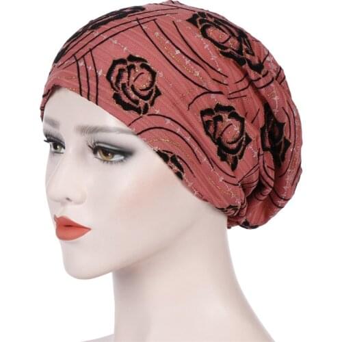 Creative Rose Flower Lace Turban Scarf Caps Summer Autumn Muslim Cap Chemo Beanie Hat Women Hair Accessories Female Head Wrap