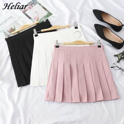 Abrini Plain Pleated Preppy JK Skirt Campus Mini Skirt Micro Beach Skirt Korean Style Skirt A-Line High Waist Casual Skirt Femme