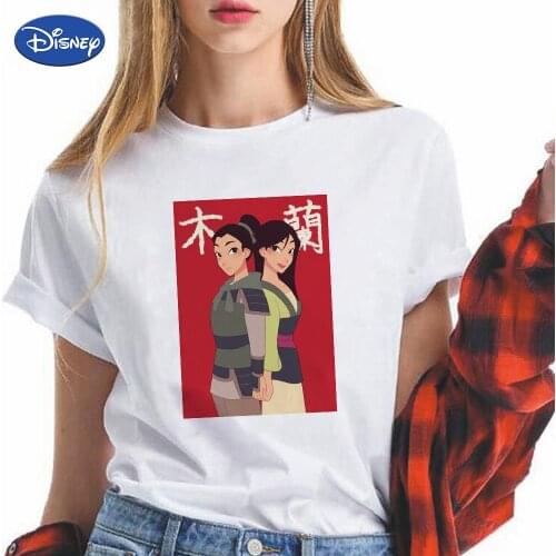 Disney Mulan Womens T-shirts Chinese Style Fashion Instagram Clothes Ulzzang Ropa Aesthetic Plus Size Hipster Short Sleeve Top