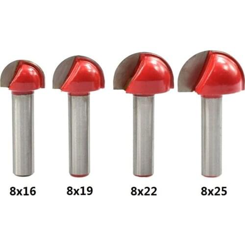 1pc 8mm rod corner rouding router bit 16/19/22 / 25mm round router cutting cutter wood radius end mill