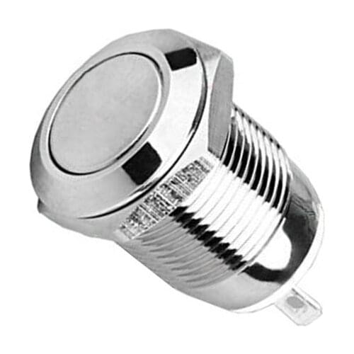 1PC Self recovery/Self locking White Waterproof Flat Round Soldering Feet 12mm Metal Push Button Switch without Light