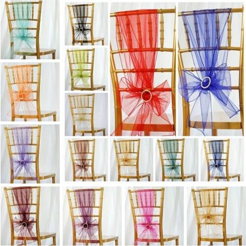 100pcs Lot Wedding Organza Chair Cover Bow Knot for Banquet Event Birthday Party Decoration Organza Chair Sash