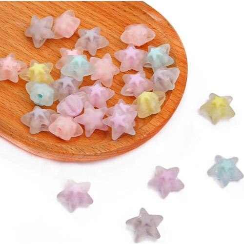 20pcs Acrylic Transparent Star Pentagram Shape Spaced Beads Charm For Jewelry Making DIY Necklace Earrings Hairtie Accessories
