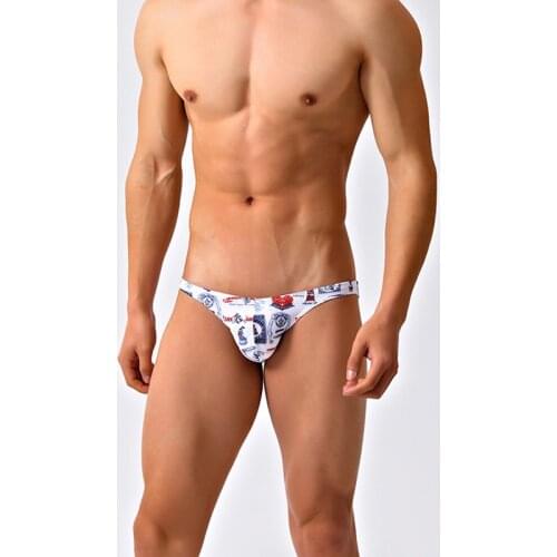 2021 Graffiti sexy tight low waist swimsuits men swimming pool party swimwear hot gay narrow side swim briefs bikini small size