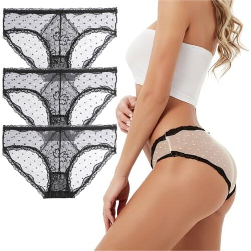 3pcs Womens Sexy Underwear Seamless Transparent See Through Panties 3pcs Lightweight Breathable Ladies Mid-waist Briefs