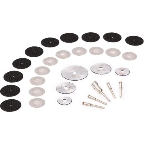 30pcs Dremel Accessories HSS Circular Saw Blades Wood Metal Stone Cutting Saw Blade Discs with Mandrel for Dremel Rotary Tools