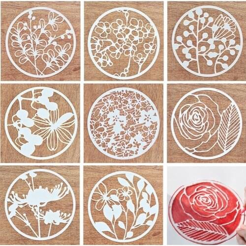 8Pcs/Set 16.5cm Window Flowers Round DIY Layering Stencils Painting Scrapbook Coloring Embossing Album Decorative Template