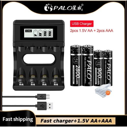 PALO 100% new AA AAA Rechargeable Battery, 1.5 V Lithium-ion AA AAA Battery Suitable For Clocks, Mice, Computers batteries