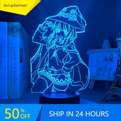 Anime KonoSuba Megumin Led Night Light for Bedroom Decor Light Brithday Gift Manga KonoSuba Room Desk 3d Table Lamp Acrylic