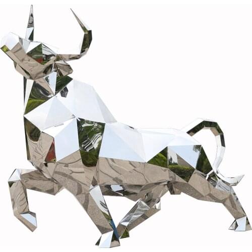 Stainless steel cattle outdoor landscape sketch large sculpture Hotel Sales Office Lawn Garden floor art decoration