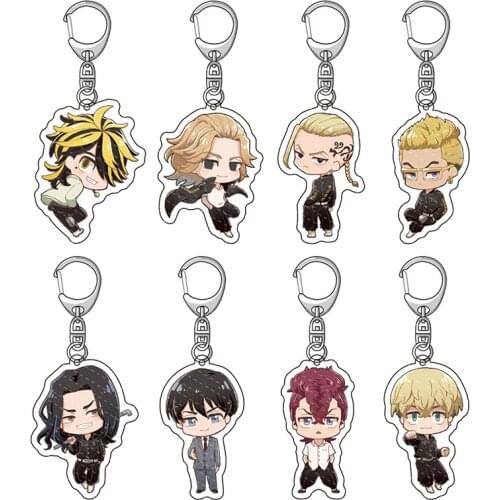 Tokyo Revengers Keychain Q Version Characters Manjiro Ken Chifuyu Takashi Kazutora Keisuke Acrylic Key Chain Fans Gift Bag Charm