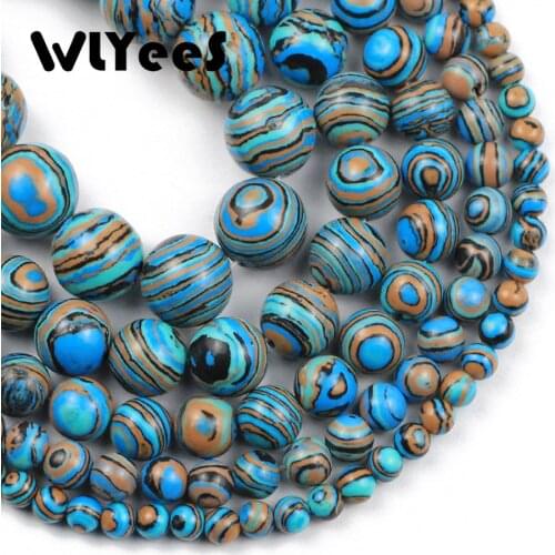 Artificial blue malachite Natural Stone Beads Round Loose Spacer Bead For Jewelry Making DIY Bracelet Necklace 15" 4/6/8/10/12mm