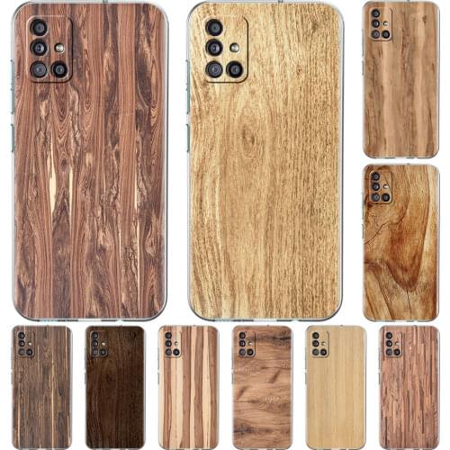 Tree Texture Wood Case For Samsung Galaxy A51 A21s A52 A71 A12 A31 A41 A32 A02s M31 A11 A72 M51 M30s Transparent Phone Cover Cas