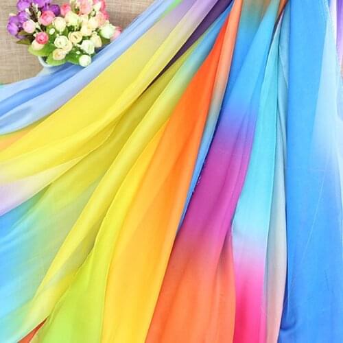 Gradient chiffon fabric Chiffon stage costume fabric Transition color cloth costume Hanfu artificial silk scarf decorative DIY
