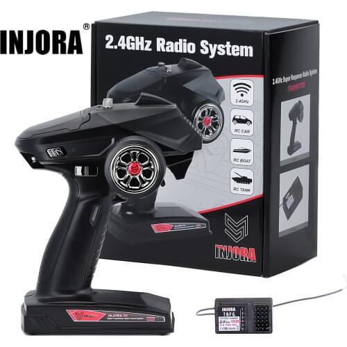 INJORA 6CH 2.4GHz Remote Control Digital Radio Transmitter with Gyro Receiver for 1/8 1/10 RC Car Boat Tank Crawler TRX4 SCX10