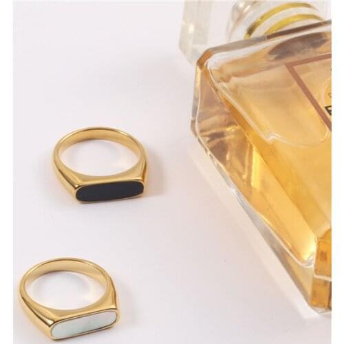 Delicate Womens Titanium Steel Ring Hip-Hop Square Ring For Woman Girls Simple High Polished Dating Ring